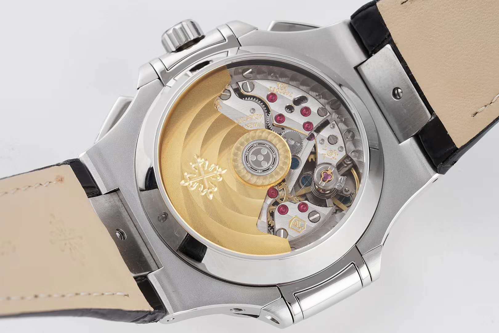 Nautilus 5980/1A-019 White Dial in Steel on Leather Strap