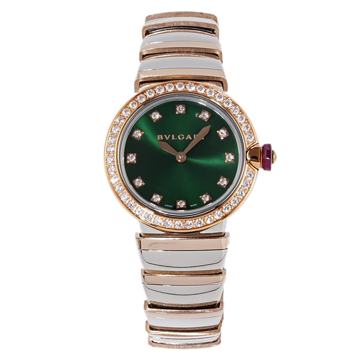 Lvcea Emerald Green Dial in Rose Gold/Steel with D1am0nd Bezel