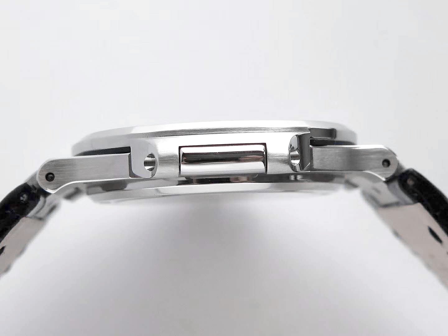 Nautilus Jumbo 5711 White Dial in Steel with Black Leather Strap