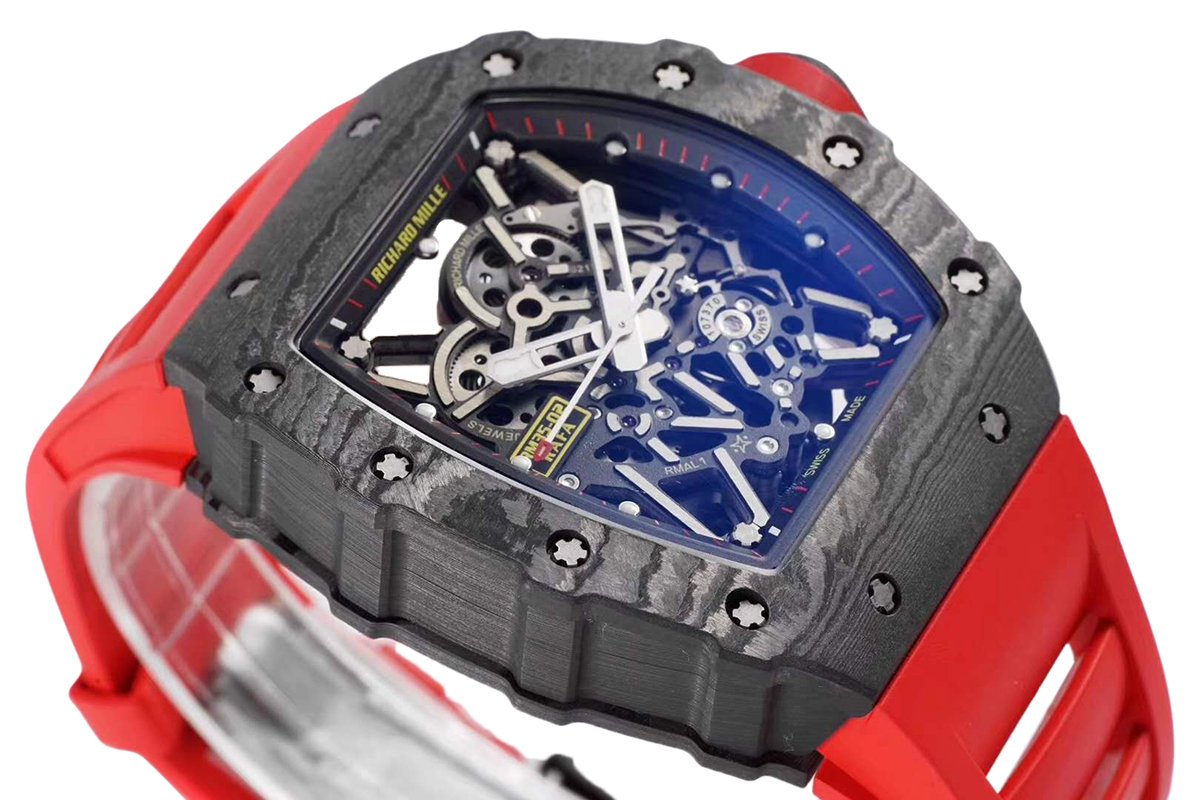 RM 035-02 Rafael Nadal NTPT Carbon on Red Rubber Strap