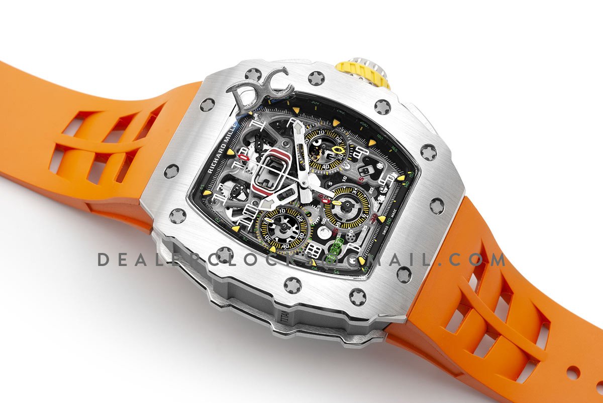 RM 011-03 Automatic Flyback Chronograph in Titanium on Orange Rubber