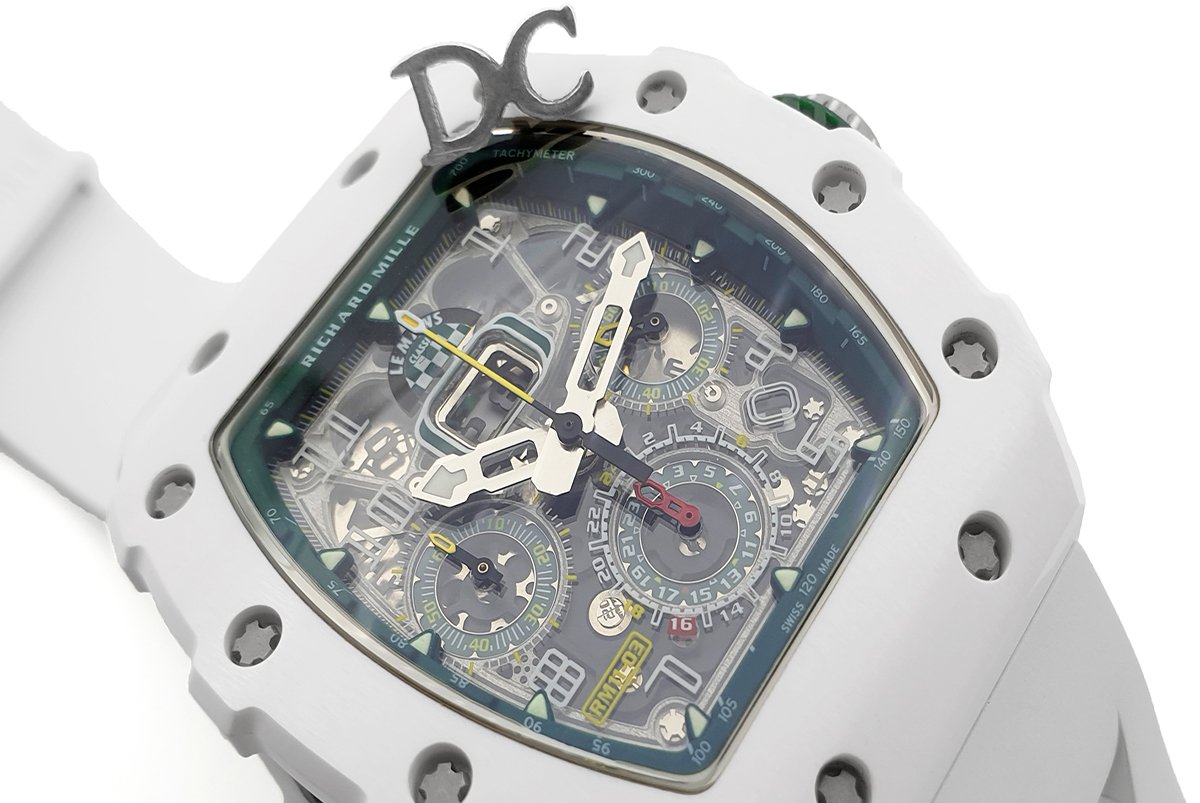 RM 011-02 Le Mans Classic Chronograph in Green on White Rubber Strap
