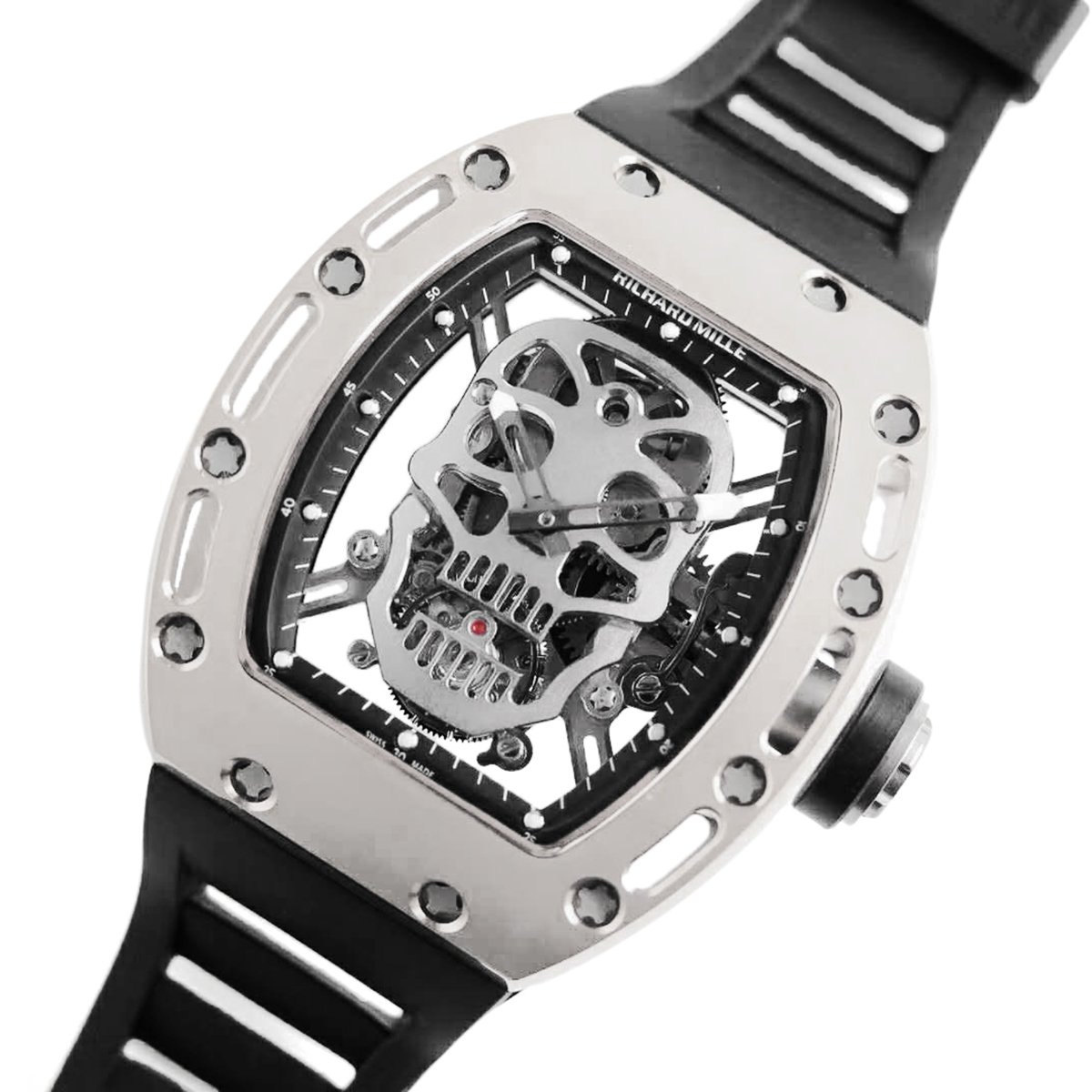RM 052-01 Tourbillon Skull in Titanium on Black Rubber Strap