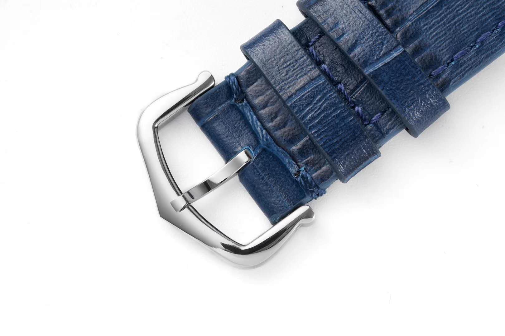 Santos-Dumont White Dial in Steel on Blue Leather Strap