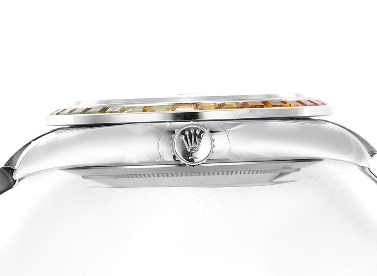 Datejust 41 Black Dial Stick Markers with Rainbow D1am0nd Bezel in Steel on Oyster Bracelet